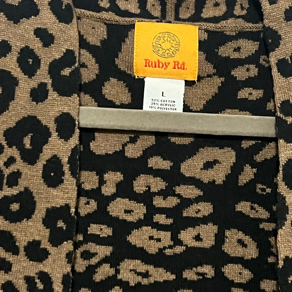 Ruby Rd. Animal Print Cardigan - Picture 3 of 3